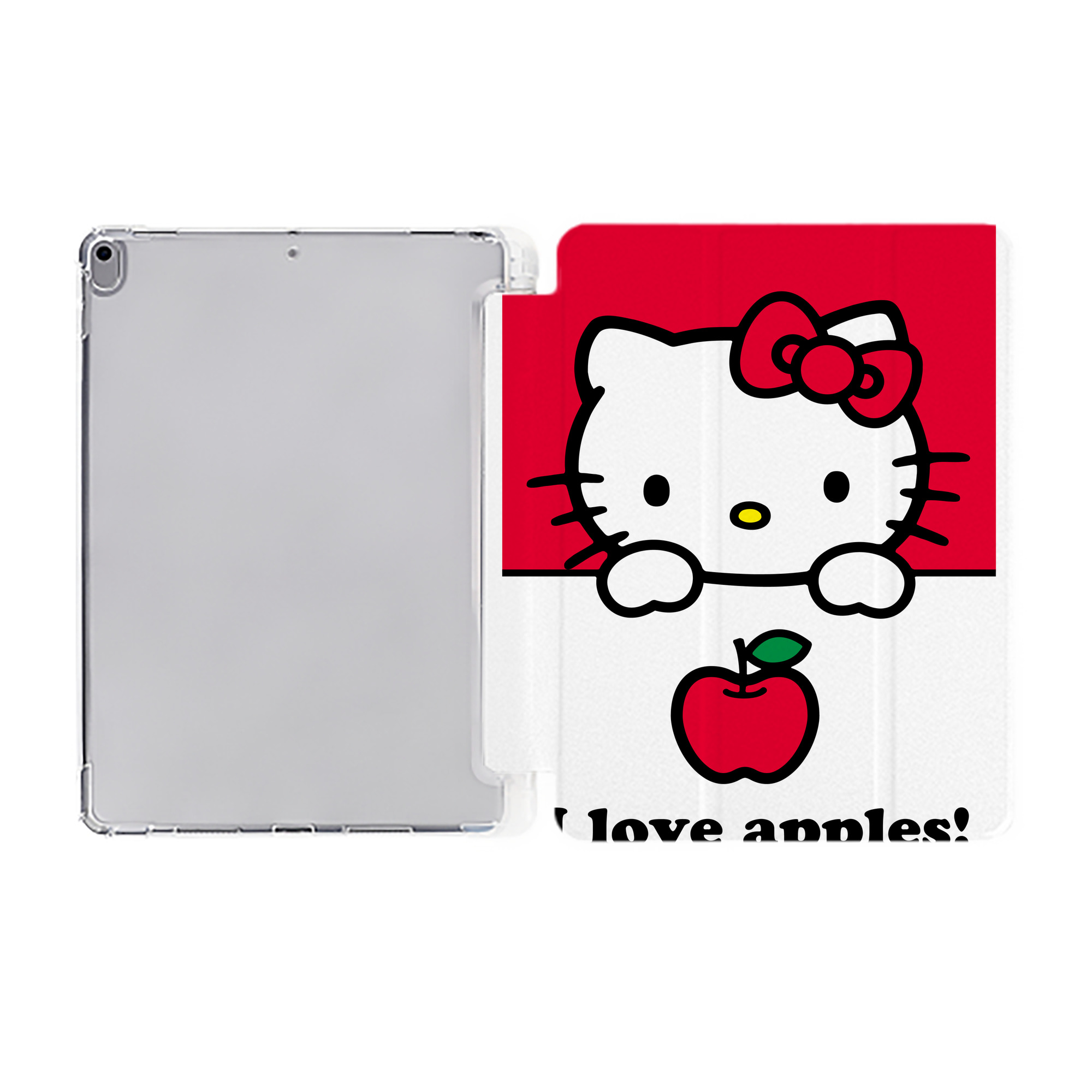 （画像用） Hello Kitty ハローキティ IPad ケース ペン収納付き 三つ折りスタンド PUレザー×シリコン 対応機種9.5/10.5/10.9インチ